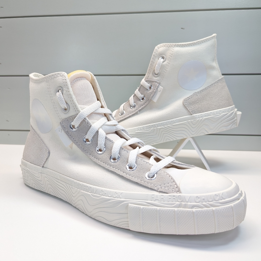 Converse Chuck Taylor All Star High Top Wavy Egret White Canvas Leather Men's 10